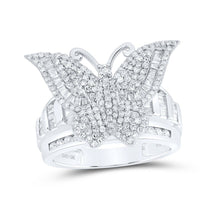 Load image into Gallery viewer, 10K White Gold Diamond Fashion Butterfly Ring 1 1/2 Cttw - Splendid Jewellery