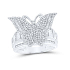 10K White Gold Diamond Fashion Butterfly Ring 1 1/2 Cttw - Splendid Jewellery