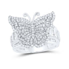 10K White Gold Diamond Fashion Butterfly Ring 1 1/4 Cttw - Splendid Jewellery