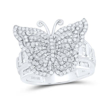 Load image into Gallery viewer, 10K White Gold Diamond Fashion Butterfly Ring 1 1/4 Cttw - Splendid Jewellery