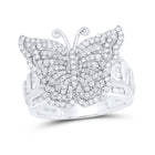 10K White Gold Diamond Fashion Butterfly Ring 1 1/4 Cttw - Splendid Jewellery