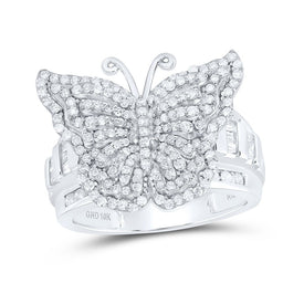 10K White Gold Diamond Fashion Butterfly Ring 1 1/4 Cttw - Splendid Jewellery