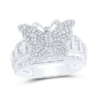 10K White Gold Diamond Fashion Butterfly Ring 1 Cttw - Splendid Jewellery