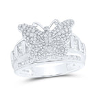 10K White Gold Diamond Fashion Butterfly Ring 1 Cttw - Splendid Jewellery