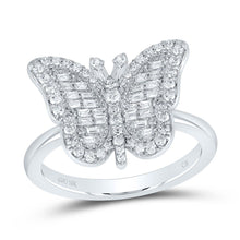 Load image into Gallery viewer, 10K White Gold Diamond Fashion Butterfly Ring 1/3 Cttw - Splendid Jewellery