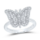 10K White Gold Diamond Fashion Butterfly Ring 1/3 Cttw - Splendid Jewellery