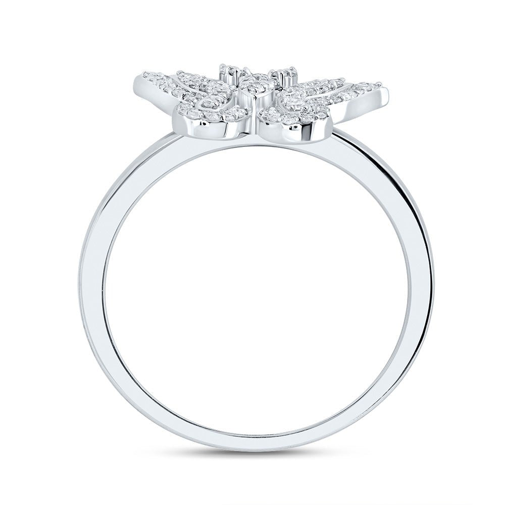 10K White Gold Diamond Fashion Butterfly Ring 1/4 Cttw - Splendid Jewellery