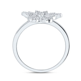 10K White Gold Diamond Fashion Butterfly Ring 1/4 Cttw - Splendid Jewellery