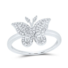 Load image into Gallery viewer, 10K White Gold Diamond Fashion Butterfly Ring 1/4 Cttw - Splendid Jewellery