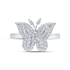 10K White Gold Diamond Fashion Butterfly Ring 1/4 Cttw - Splendid Jewellery