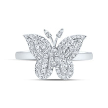 Load image into Gallery viewer, 10K White Gold Diamond Fashion Butterfly Ring 1/4 Cttw - Splendid Jewellery
