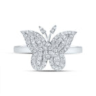 10K White Gold Diamond Fashion Butterfly Ring 1/4 Cttw - Splendid Jewellery