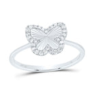 10K White Gold Diamond Fashion Butterfly Ring 1/5 Cttw - Splendid Jewellery