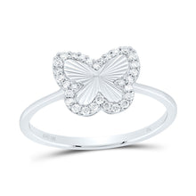Load image into Gallery viewer, 10K White Gold Diamond Fashion Butterfly Ring 1/5 Cttw - Splendid Jewellery