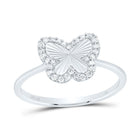 10K White Gold Diamond Fashion Butterfly Ring 1/5 Cttw - Splendid Jewellery