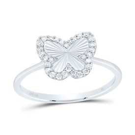 10K White Gold Diamond Fashion Butterfly Ring 1/5 Cttw - Splendid Jewellery
