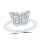 10K White Gold Diamond Fashion Butterfly Ring 1/5 Cttw - Splendid Jewellery