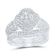 Load image into Gallery viewer, 10K White Gold Diamond Fashion Clover Bridal Set 1 Cttw - Splendid Jewellery