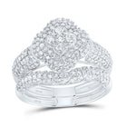 10K White Gold Diamond Fashion Clover Bridal Set 1 Cttw - Splendid Jewellery