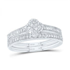 10K White Gold Diamond Fashion Clover Bridal Set 1/4 Cttw - Splendid Jewellery