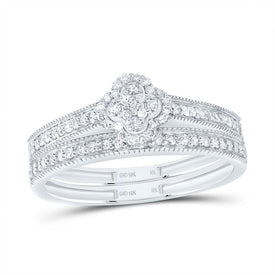 10K White Gold Diamond Fashion Clover Bridal Set 1/4 Cttw - Splendid Jewellery