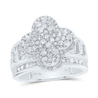 10K White Gold Diamond Fashion Clover Ring 1 1/3 Cttw - Splendid Jewellery