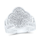 10K White Gold Diamond Fashion Clover Ring 1 Cttw - Splendid Jewellery