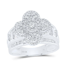 Load image into Gallery viewer, 10K White Gold Diamond Fashion Clover Ring 1 Cttw - Splendid Jewellery