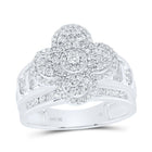 10K White Gold Diamond Fashion Clover Ring 1 Cttw - Splendid Jewellery