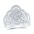 10K White Gold Diamond Fashion Clover Ring 1 Cttw - Splendid Jewellery