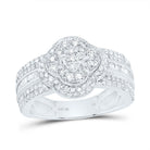 10K White Gold Diamond Fashion Clover Ring 1 Cttw - Splendid Jewellery