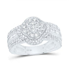 10K White Gold Diamond Fashion Clover Ring 1 Cttw - Splendid Jewellery
