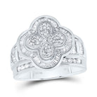 10K White Gold Diamond Fashion Clover Ring 1 Cttw - Splendid Jewellery
