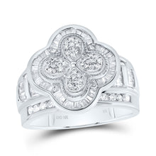 Load image into Gallery viewer, 10K White Gold Diamond Fashion Clover Ring 1 Cttw - Splendid Jewellery