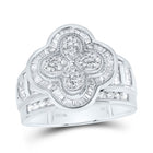 10K White Gold Diamond Fashion Clover Ring 1 Cttw - Splendid Jewellery