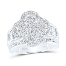 Load image into Gallery viewer, 10K White Gold Diamond Fashion Clover Ring 1 Cttw - Splendid Jewellery