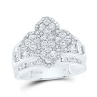 10K White Gold Diamond Fashion Clover Ring 1 Cttw - Splendid Jewellery