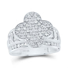 10K White Gold Diamond Fashion Clover Ring 1 Cttw - Splendid Jewellery