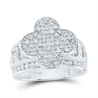 10K White Gold Diamond Fashion Clover Ring 1 Cttw - Splendid Jewellery