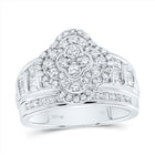 10K White Gold Diamond Fashion Clover Ring 1 Cttw - Splendid Jewellery