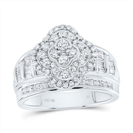 10K White Gold Diamond Fashion Clover Ring 1 Cttw - Splendid Jewellery