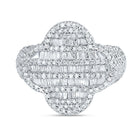 10K White Gold Diamond Fashion Clover Women's Ring 1 1/2 Cttw - Splendid Jewellery