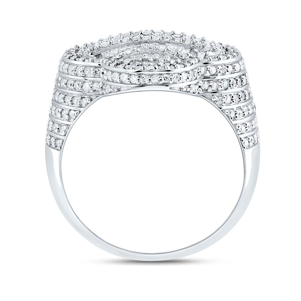 10K White Gold Diamond Fashion Clover Women's Ring 1 1/2 Cttw - Splendid Jewellery