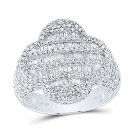 10K White Gold Diamond Fashion Clover Women's Ring 1 1/2 Cttw - Splendid Jewellery