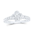 10K White Gold Diamond Fashion Clover Women's Ring 1 Cttw - Splendid Jewellery
