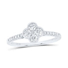 10K White Gold Diamond Fashion Clover Women's Ring 1/2 Cttw - Splendid Jewellery