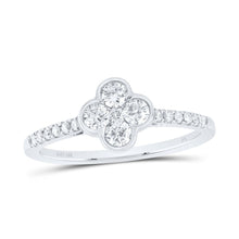 Load image into Gallery viewer, 10K White Gold Diamond Fashion Clover Women's Ring 1/2 Cttw - Splendid Jewellery