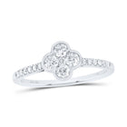10K White Gold Diamond Fashion Clover Women's Ring 1/2 Cttw - Splendid Jewellery