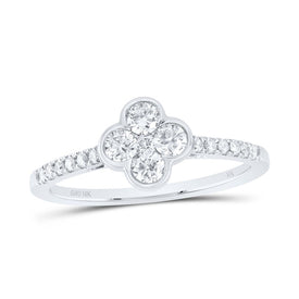 10K White Gold Diamond Fashion Clover Women's Ring 1/2 Cttw - Splendid Jewellery