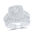 10K White Gold Diamond Fashion Cushion Bridal Set 1 1/5 Cttw - Splendid Jewellery